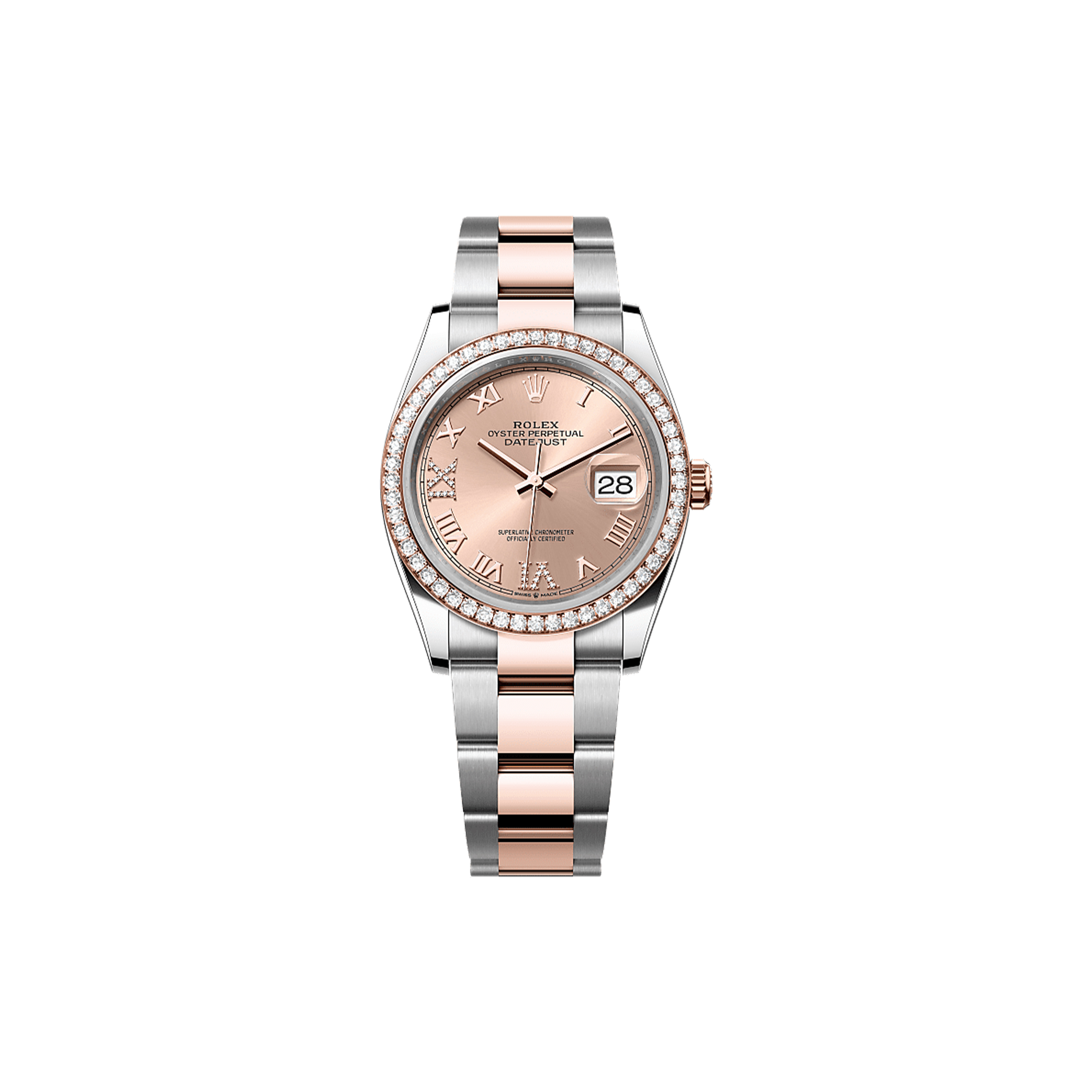 r*l*x datejust 36 oyster, 36 mm, oystersteel, everose gold and Di*m*nds watch 126281rbr-0016