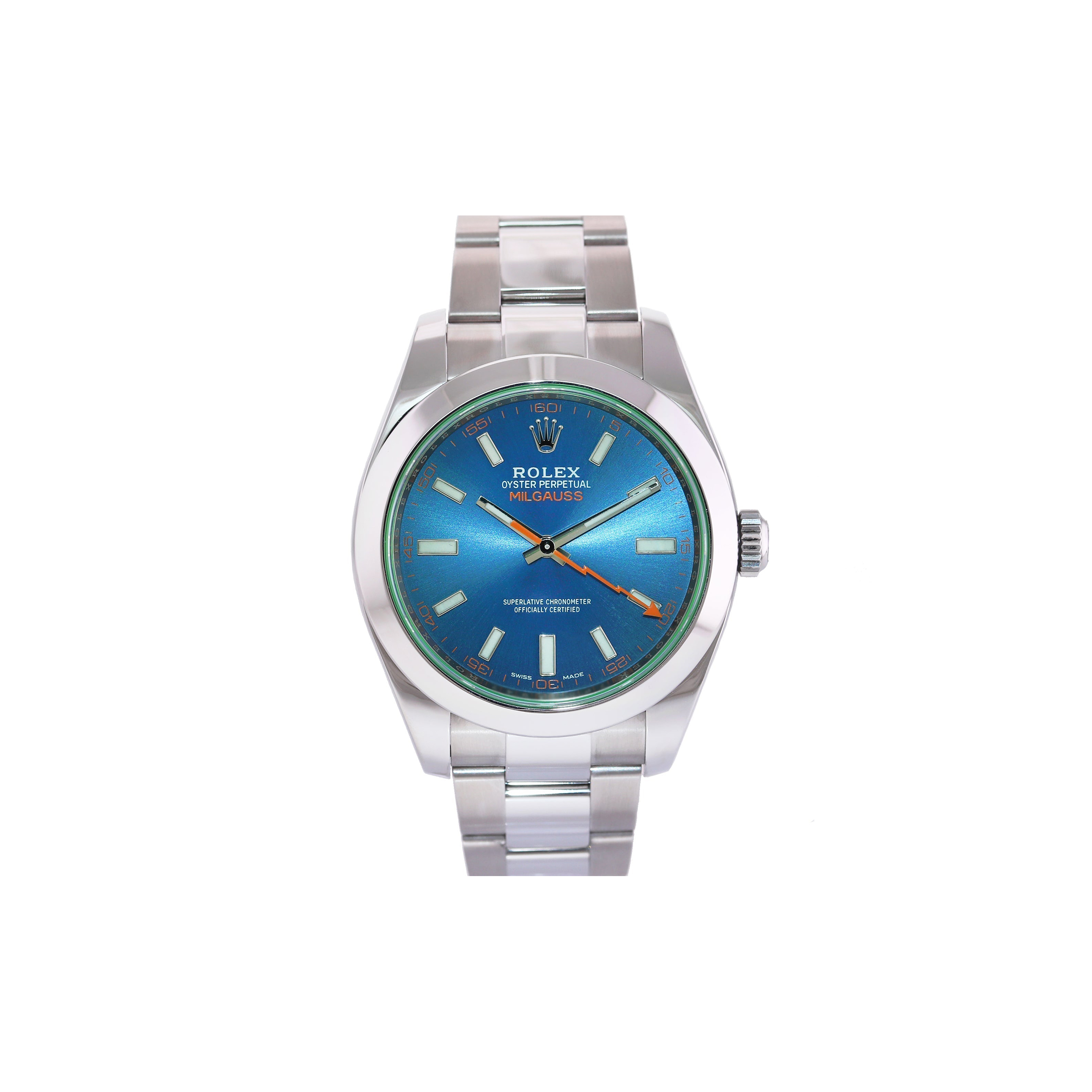 R*l*x oyster perpetual milgauss blue dial watch 116400gv
