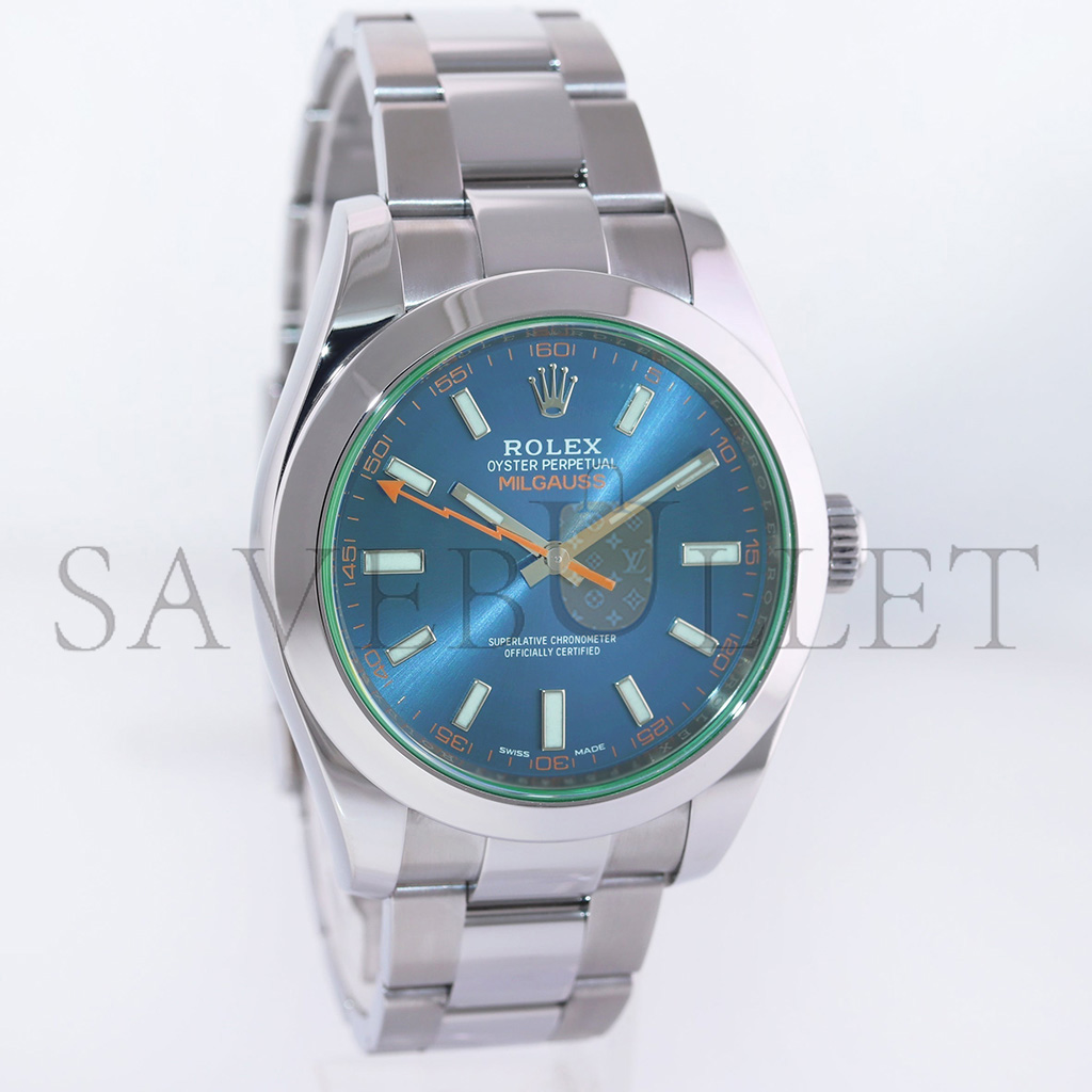 R*l*x oyster perpetual milgauss blue dial watch 116400gv