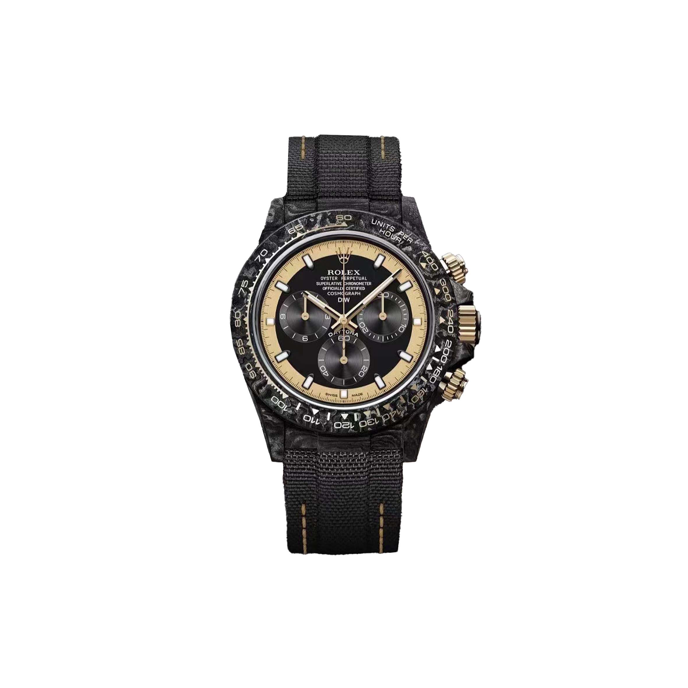 R*l*x daytona diw cream invert gold 40mm oyster black watch 126503