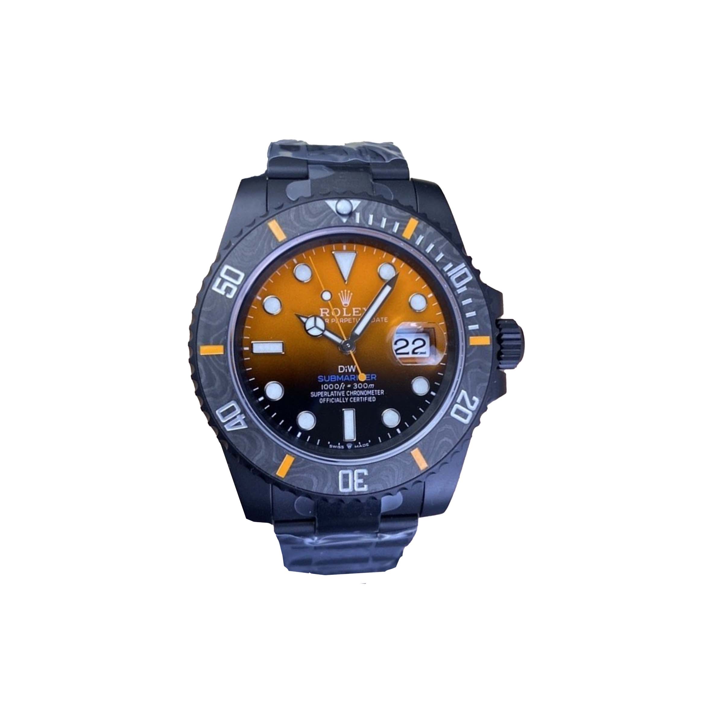 R*l*x submariner diw orange graduated dial watch 126610ln