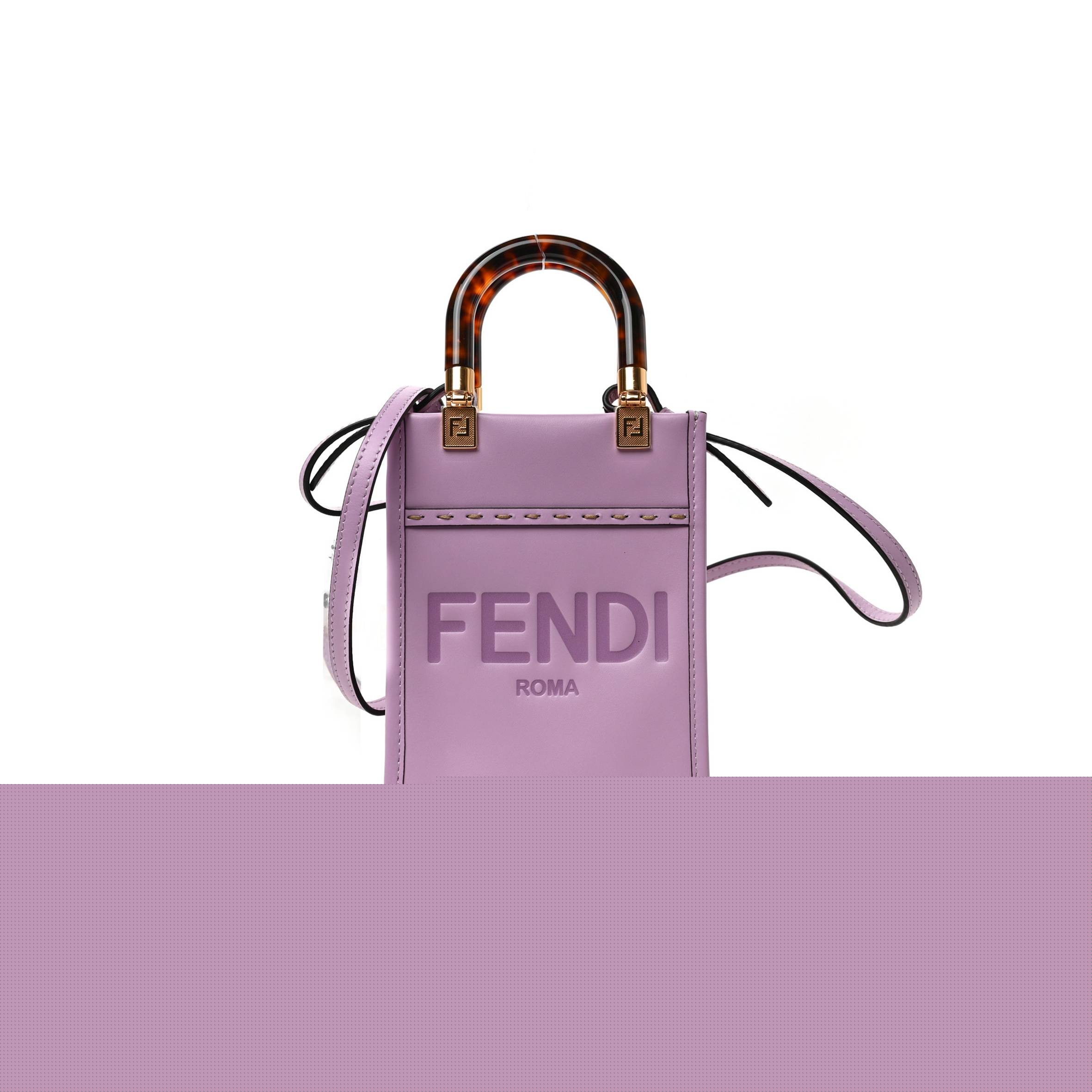 F**di vitello king plexiglass logo embossed mini F**di sunshine shopper tote lavanda (18*13*6cm)