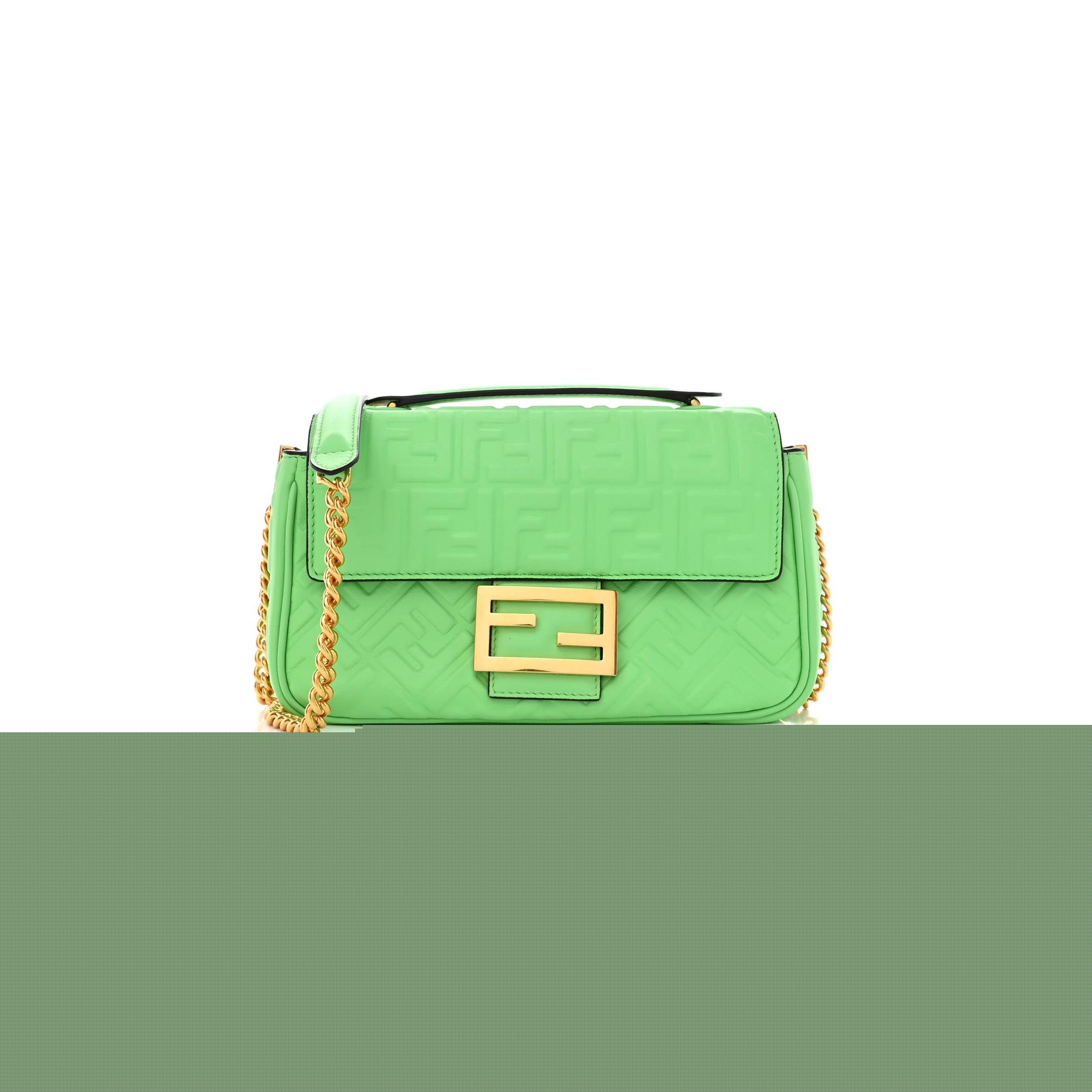 F**di nappa small ff embossed midi chain baguette edamame (22*14*6cm)