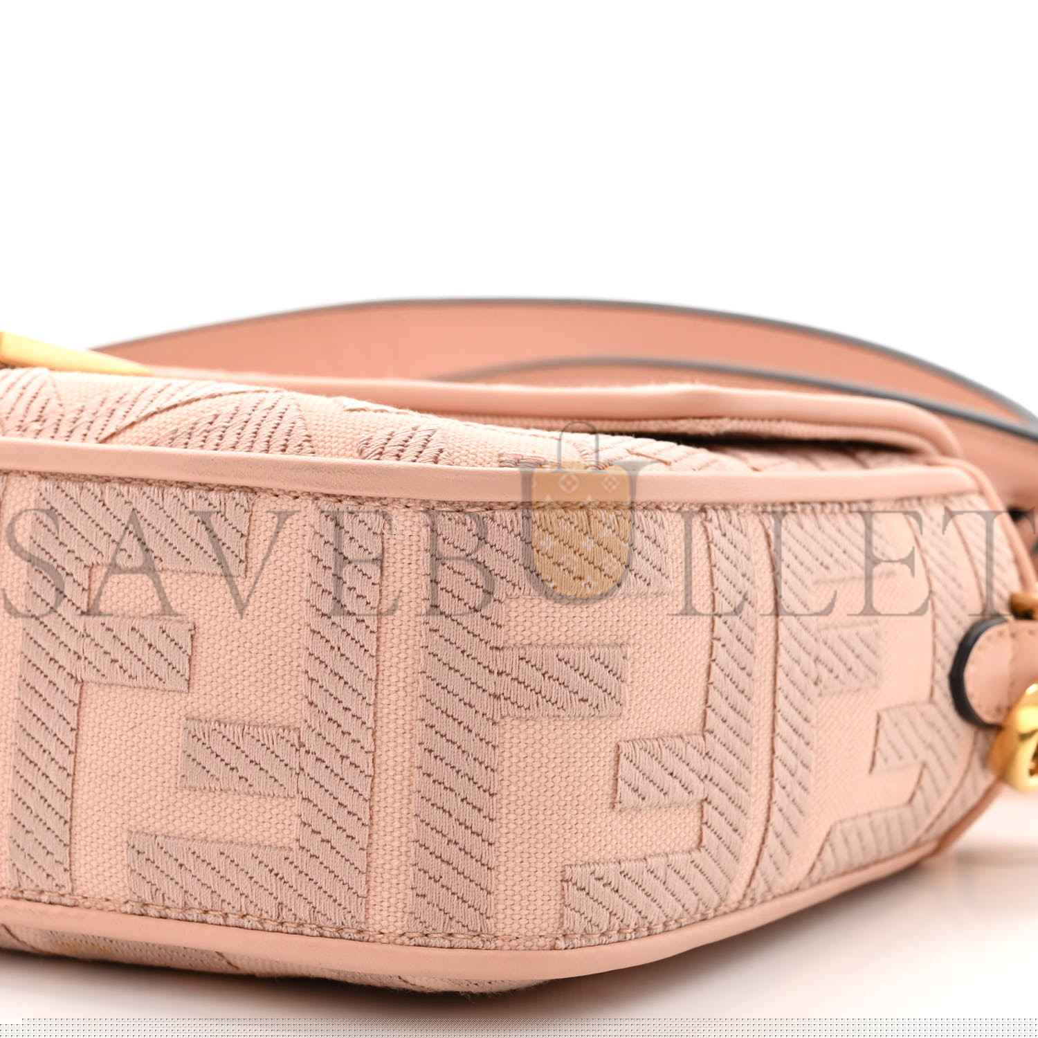 F**di canvas vitello king extra strap ff embroidered baguette baby pink (27*15*6cm)