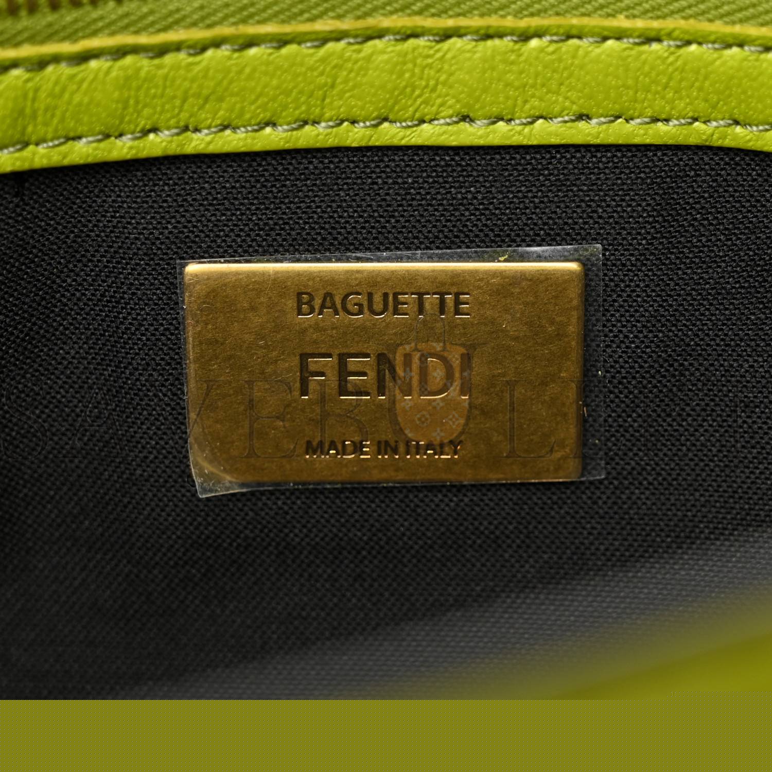 F**di nappa ff 1974 embossed baguette wasabi (26*15*5cm)