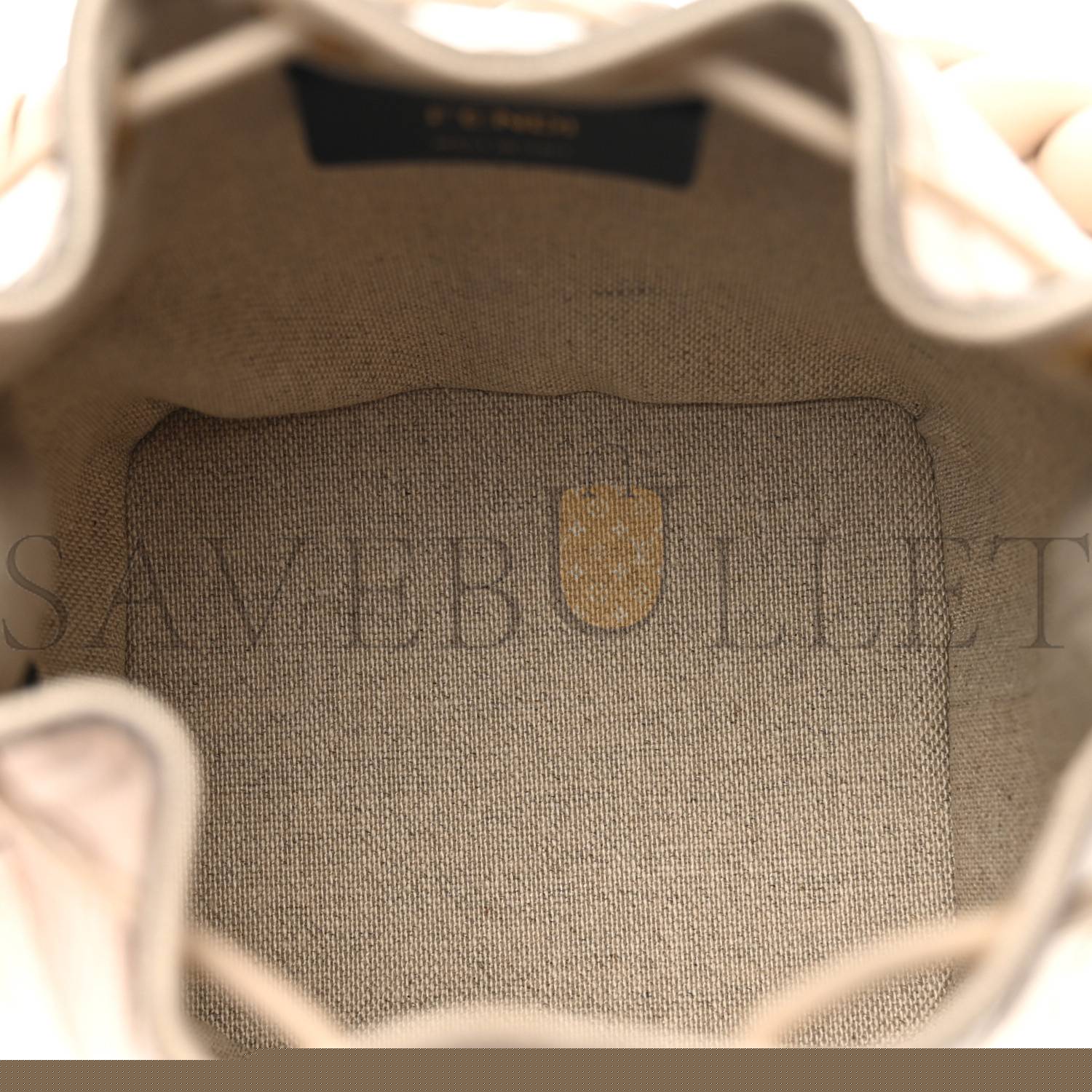 F**di canvas nappa f is F**di ff embroidered mini mon tresor bucket bag grezzo white nuvola (18*12*10cm)