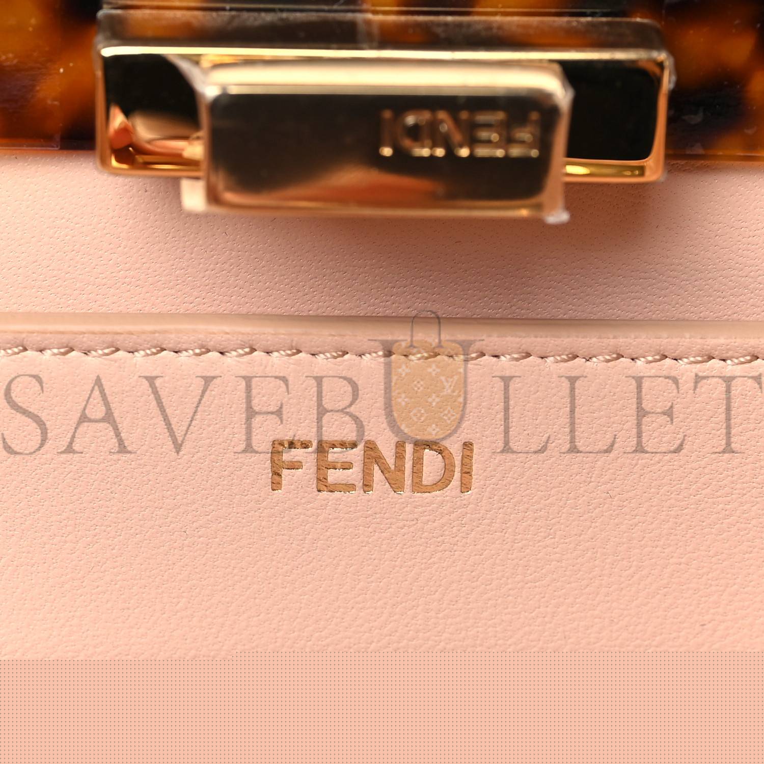 F**di vitello seta shiny nappa plexiglass medium peekaboo i see u satchel light rose (33*25*13cm)