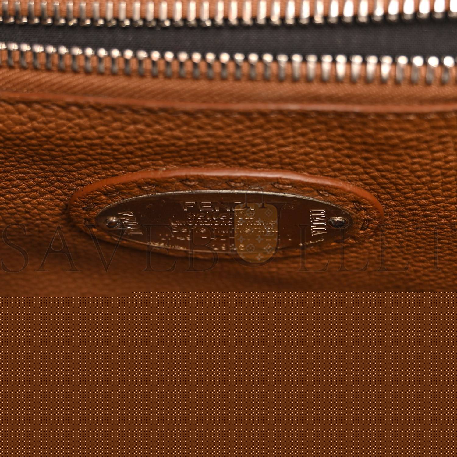 F**di cuoio romano selleria bi-color mini peekaboo iconic satchel black mou (34*22*12cm)