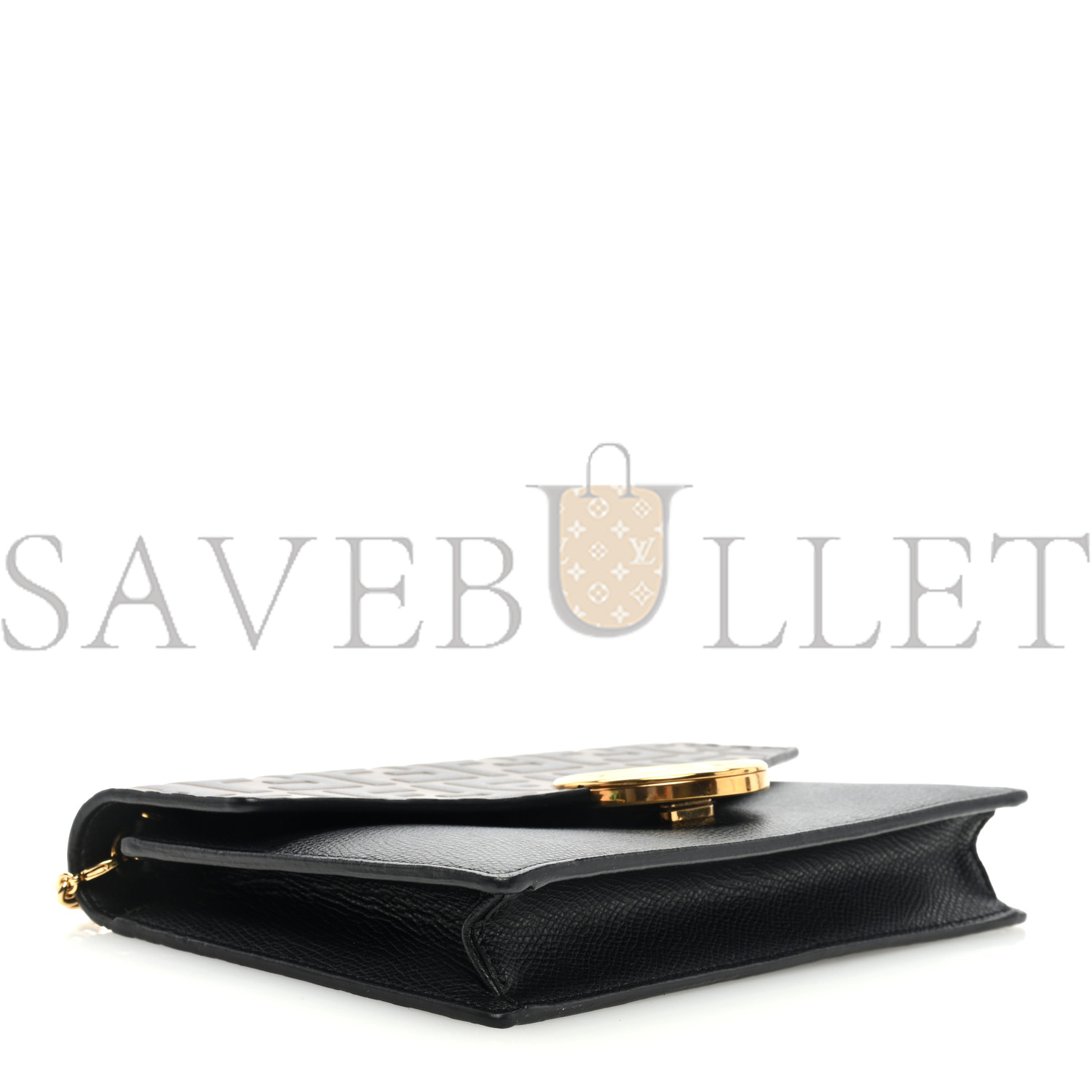 F**di vitello cruise f is F**di bi-color ff 1974 embossed medium envelope wallet on chain black maya (20*13*4cm)