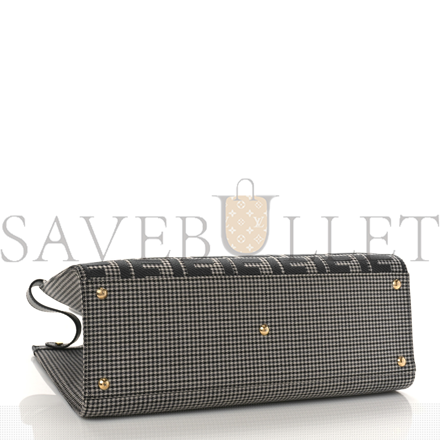 F**di wool vitello king houndstooth ff embroidered medium peekaboo x-tote grigio anthracite (41*29*16cm)