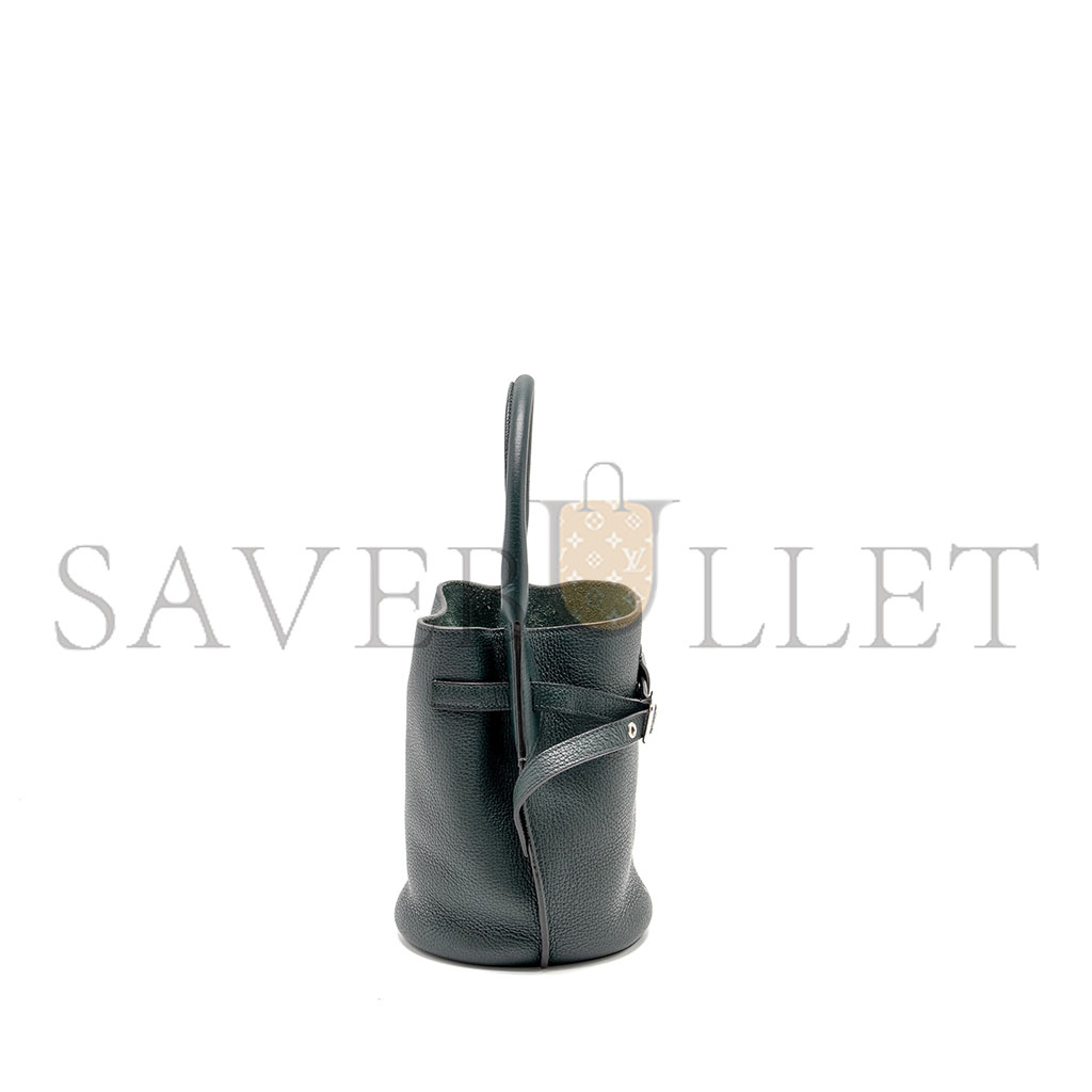 Ce**e Ce**e nano bucket big bag grained calfskin dark green shw (21*15*15cm)