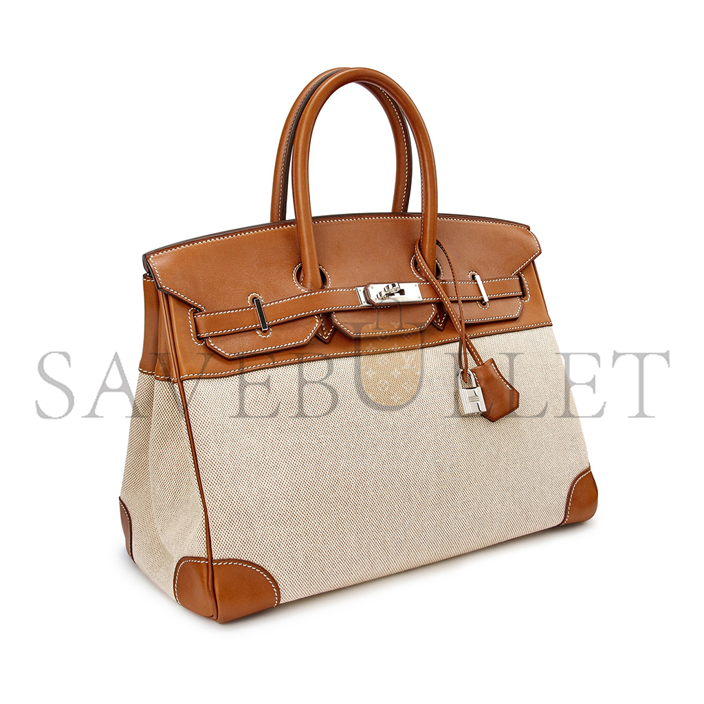 H**mes master birkin 35 calico and golden brown leather bag 8023220073 (35*24*18cm)