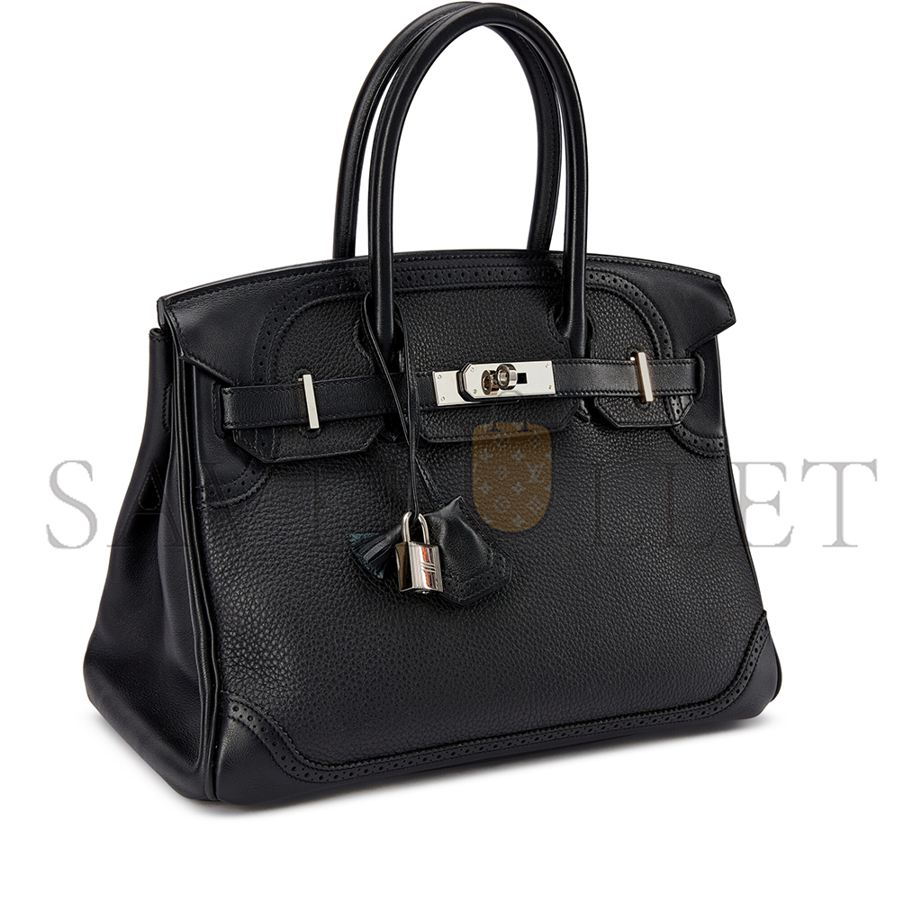H**mes master birkin 30 wift with togo leather black silver buckle bag 195482 (30*22*15cm)