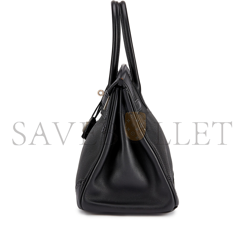 H**mes master birkin 30 wift with togo leather black silver buckle bag 195482 (30*22*15cm)