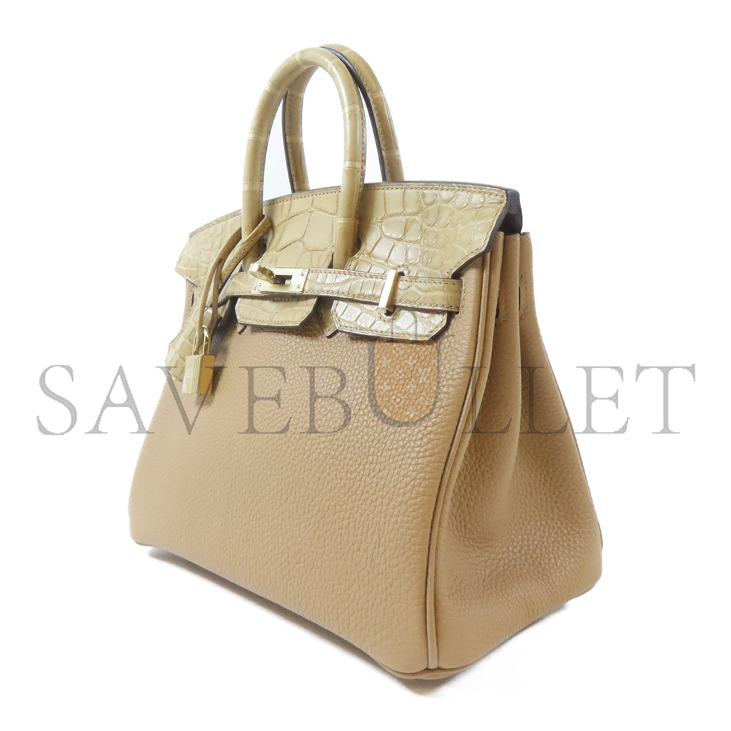 H**mes master birkin 25 crocodile leather touch gold buckle tote bag 2181100068898 (25*19*13cm)