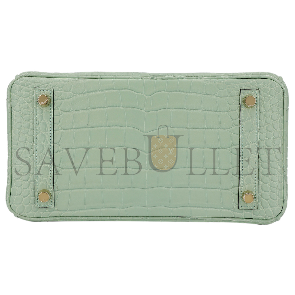 H**mes master birkin 25 mint green alligator matte gold buckle 7419337628 (25*19*13cm)