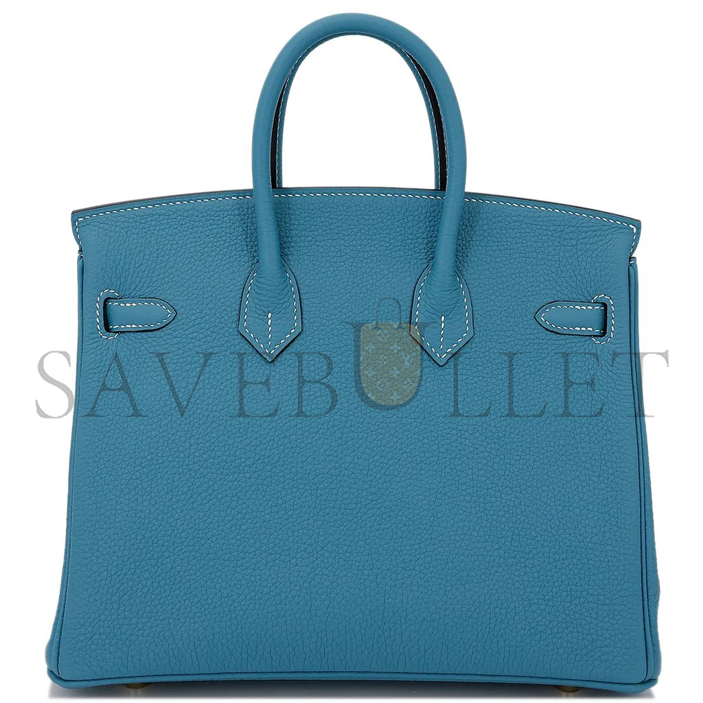 H**mes master birkin 25 denim blue togo calfskin gold button 10099469 (25*20*13cm)