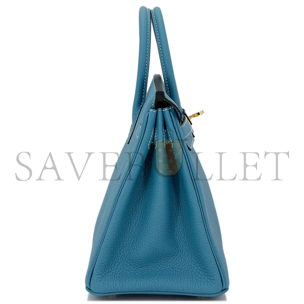 H**mes master birkin 25 denim blue togo calfskin gold button 10099469 (25*20*13cm)