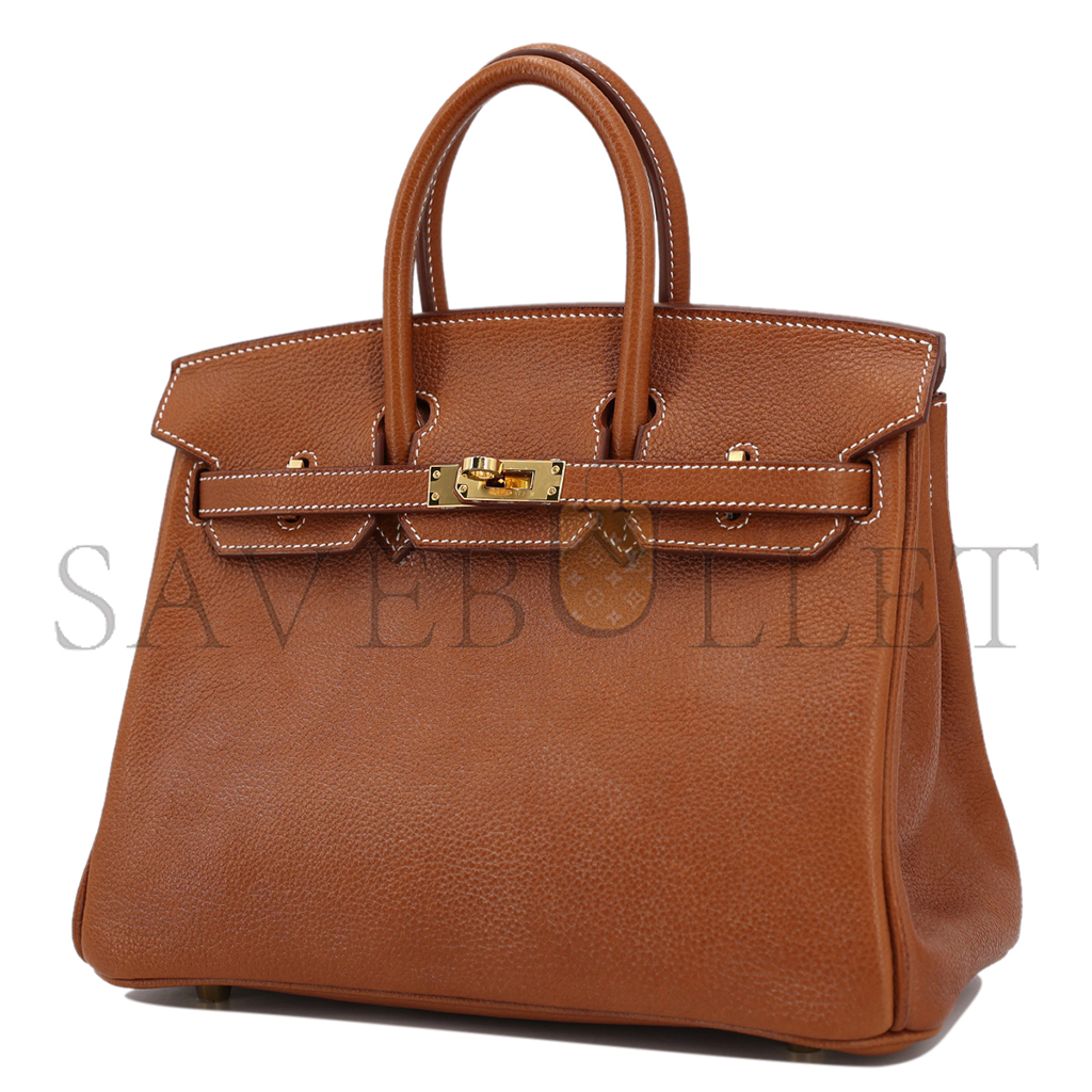 H**mes master birkin 25 saddle leather golden brown gold buckle bag 9012863189 (25*20*13cm)