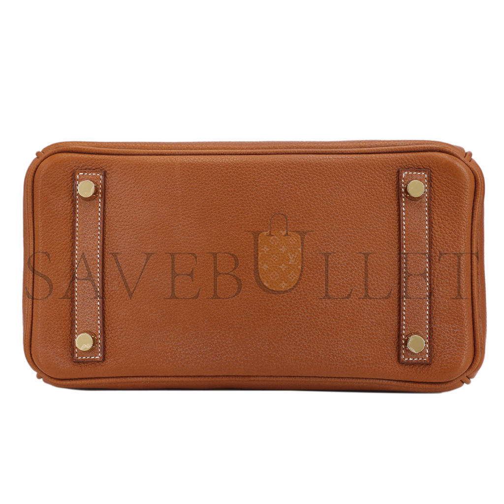 H**mes master birkin 25 saddle leather golden brown gold buckle bag 9012863189 (25*20*13cm)