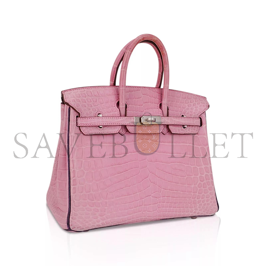 H**mes master birkin 25 cherry blossom matte crocodile bag 2329343 (25*20*13cm)