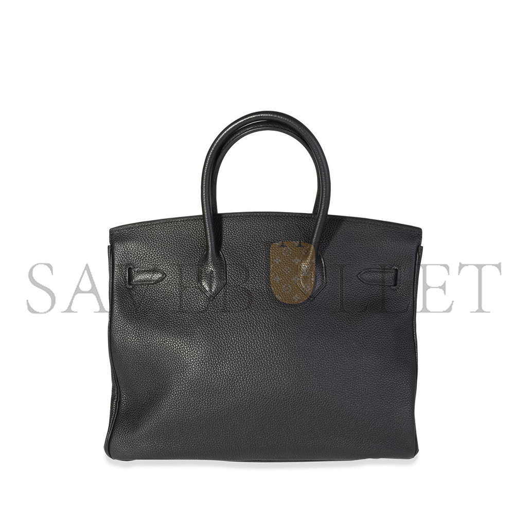 H**mes birkin 35 togo black leather and silver buckle handbag 18494998 (35*25*18cm)