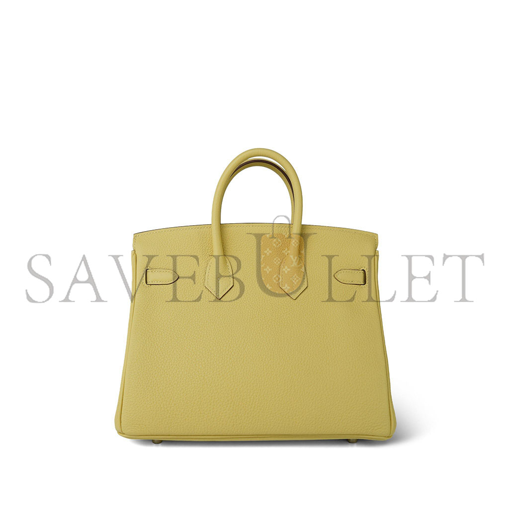 H**mes master birkin 25 togo leather lemon yellow silver buckle bag h028369ck1z (25*20*13cm)