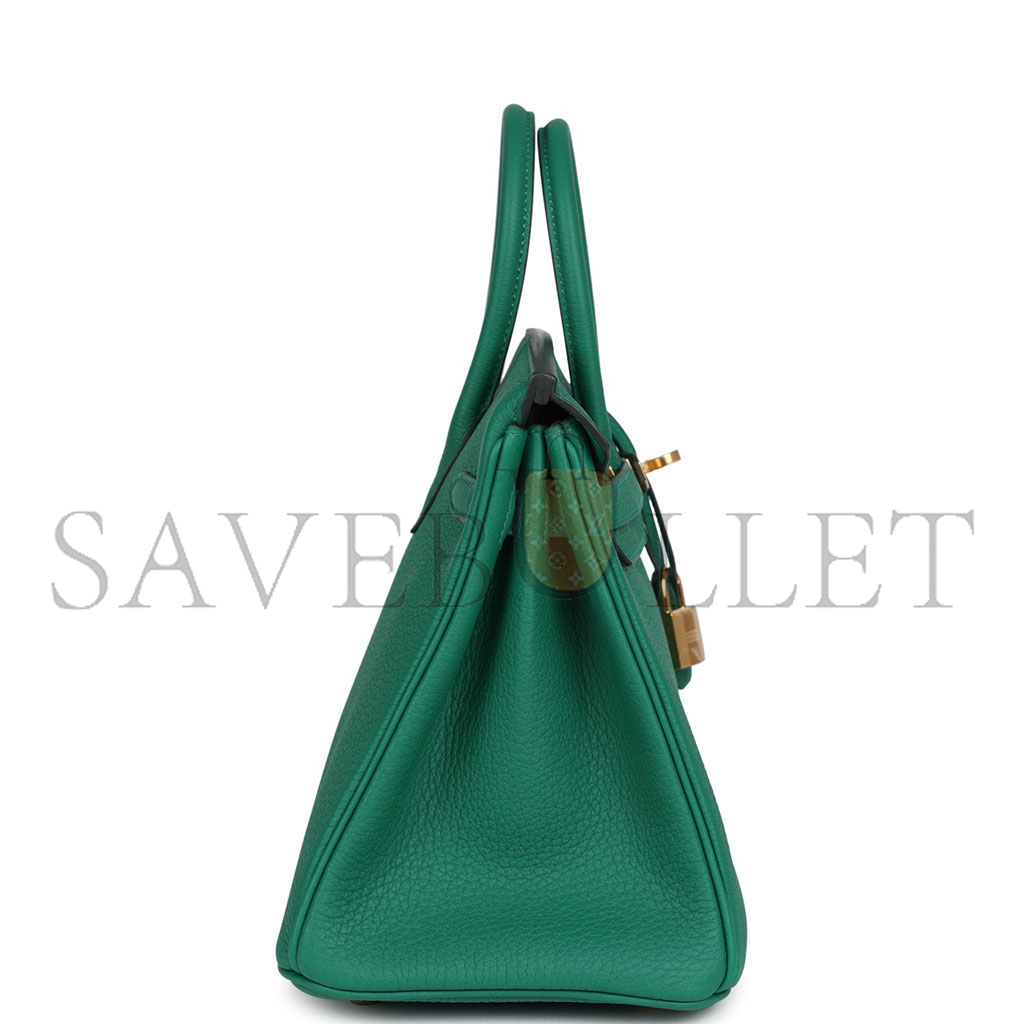 H**mes birkin 25 togo leather velvet green gold buckle bag bk30u4epss (25*20*13cm)