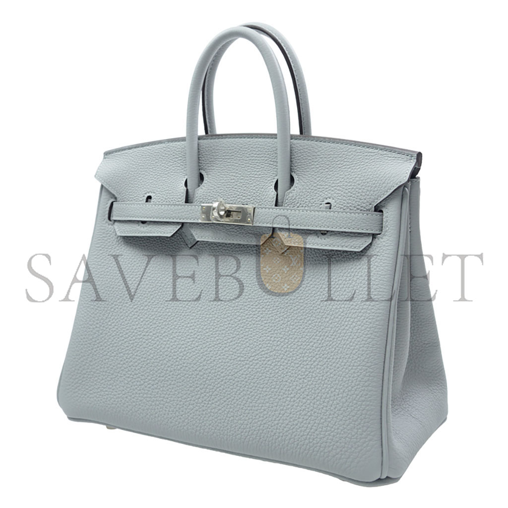 H**mes birkin 25 togo leather haze blue silver buckle bag bk258utgss (25*20*13cm)