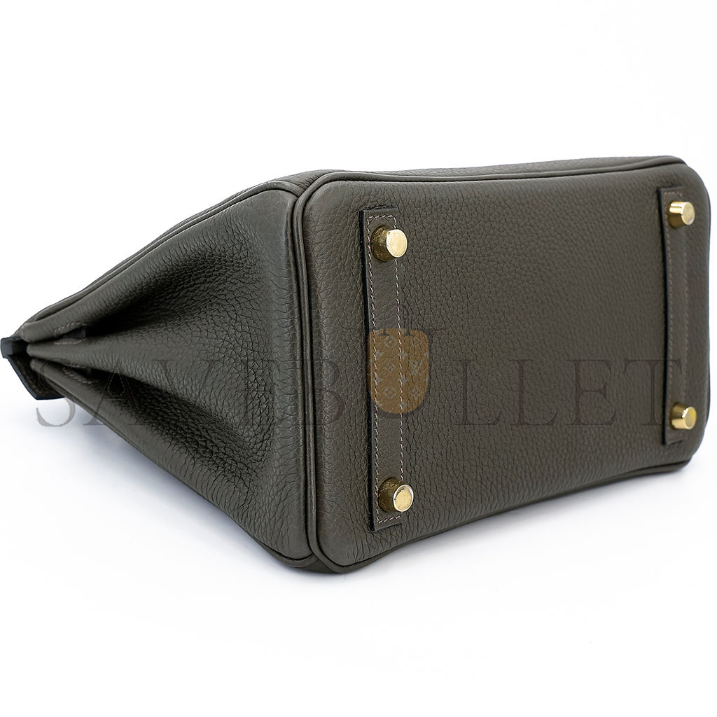 H**mes birkin 25 togo leather pewter grey gold buckle bag h028369cc8f (25*20*13cm)