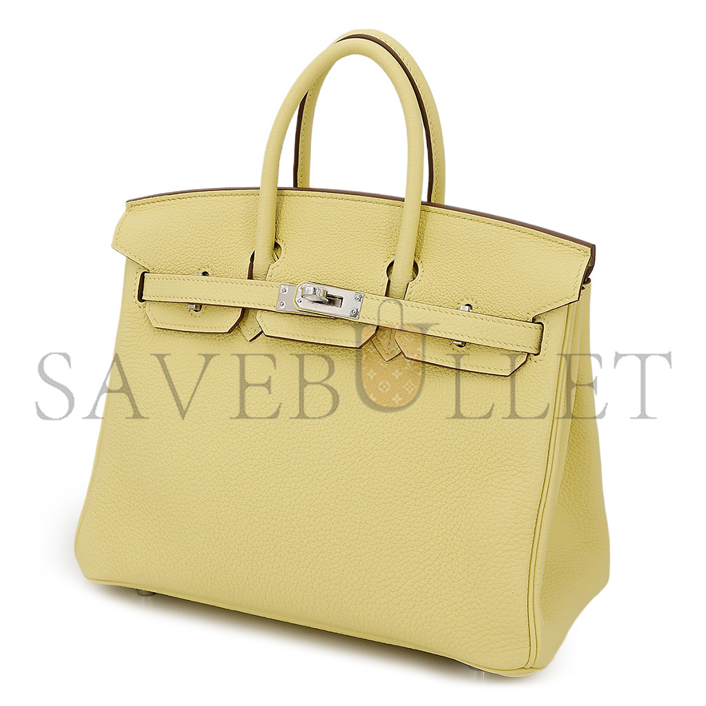 H**mes master birkin 30 togo leather lemon yellow silver buckle bag 1271660027 (30*23*15cm)