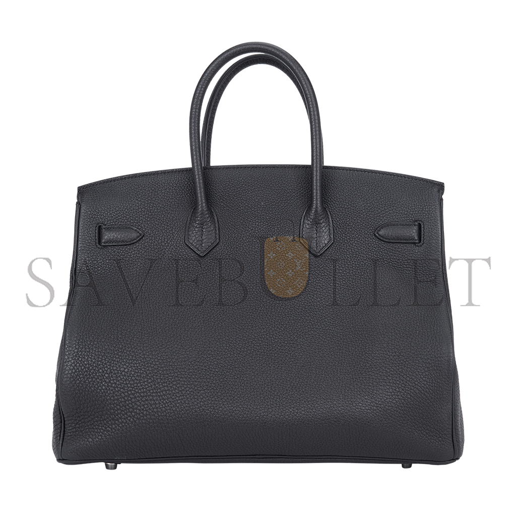 H**mes birkin 35 togo leather black silver buckle bag h028369ck89 (35*28*18cm)