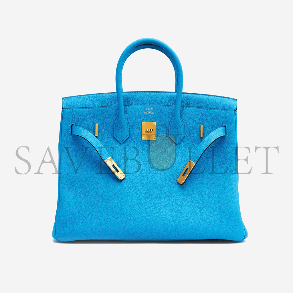H**mes birkin 25 togo leather blue gold buckle bag msbk2300910 (25*20*13cm)