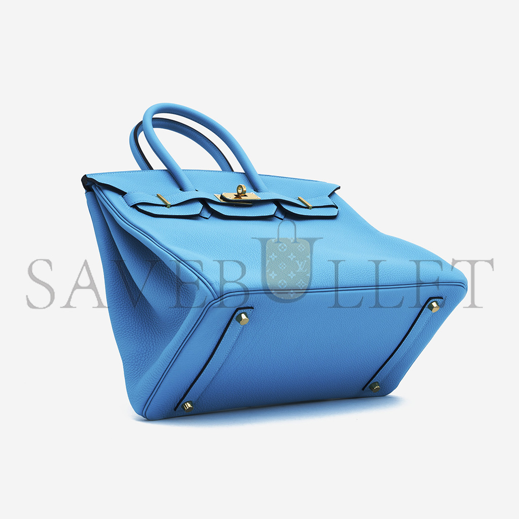 H**mes birkin 25 togo leather blue gold buckle bag msbk2300910 (25*20*13cm)