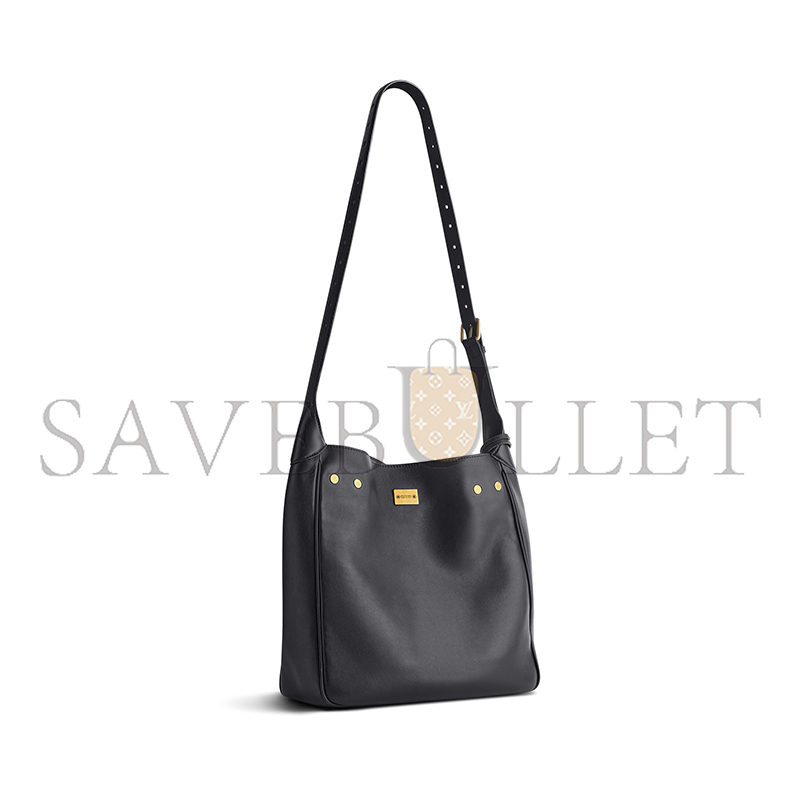 Ba*len*cia*ga bel air small hobo bag in black smooth calfskin, aged-gold hardware 8110182abav1000 (26.9*25.9*9.9cm)