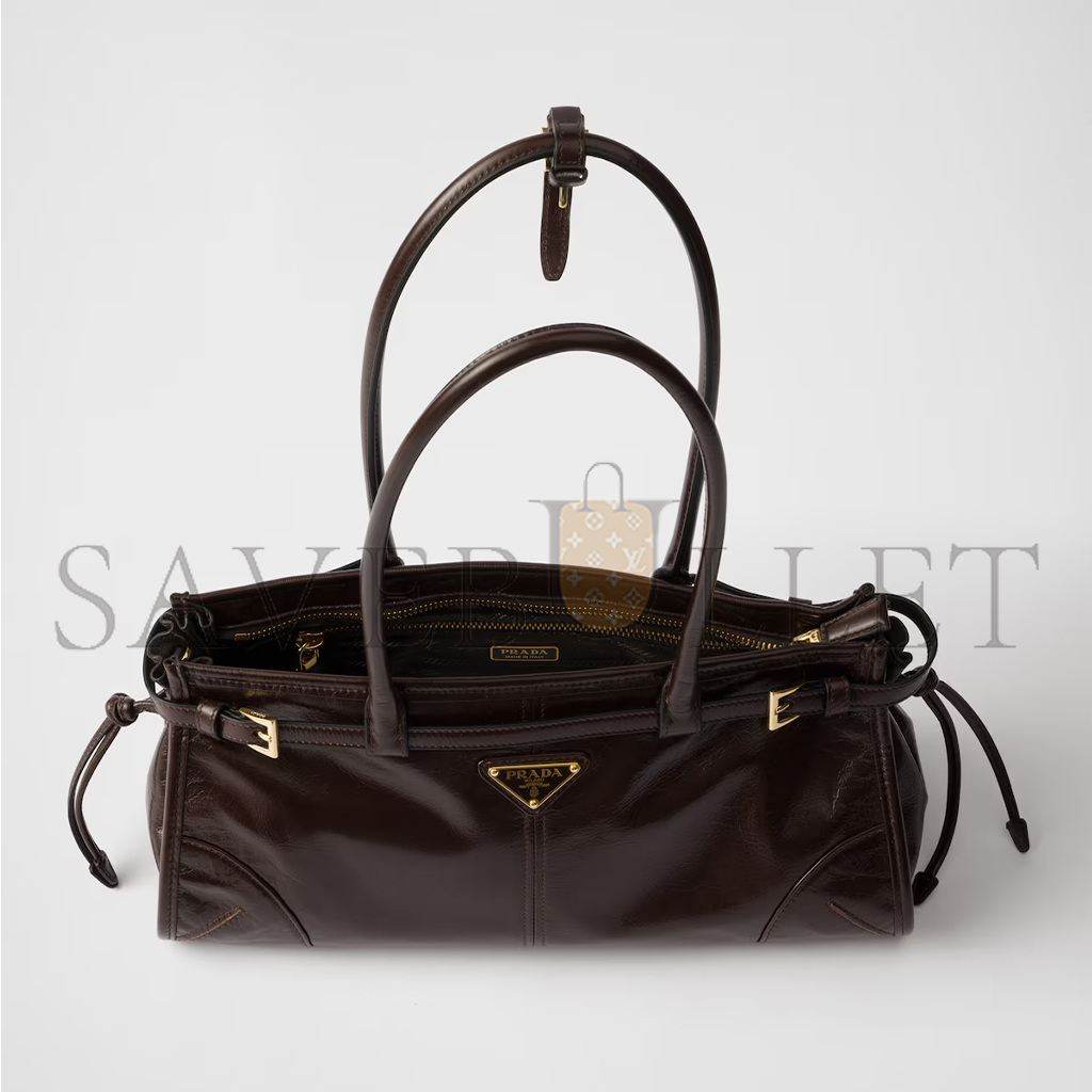 Pra*a bonnie medium leather handbag 1ba426 (32*15.5*12cm)