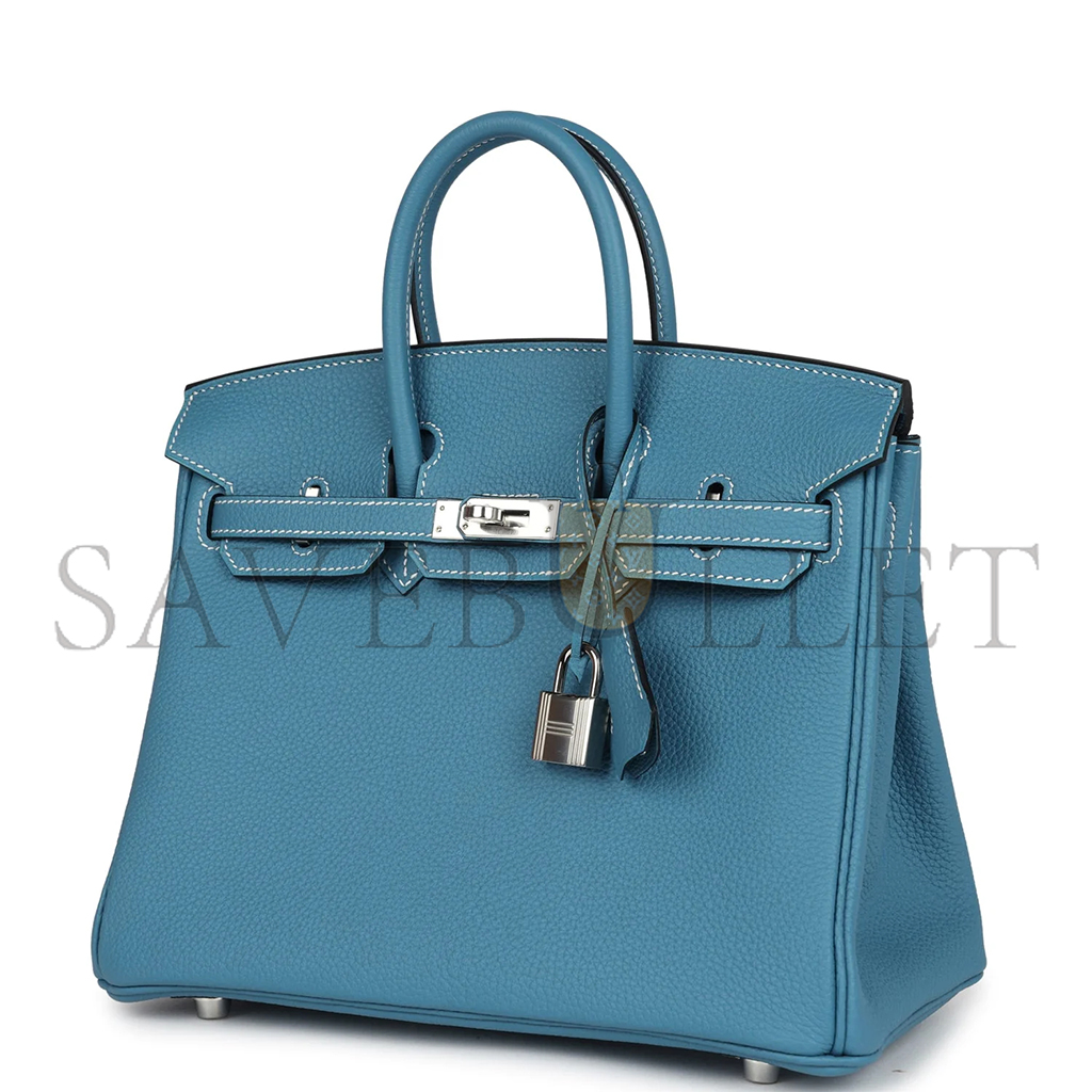 H**mes birkin 25 blue jean togo palladium hardware 265378 (25*20*13cm)