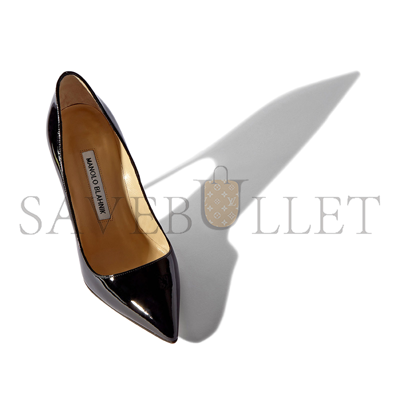 MANOLO BLAHNIK BB PATENT BLACK PATENT POINTED TOE PUMPS 9XX-0537-0008