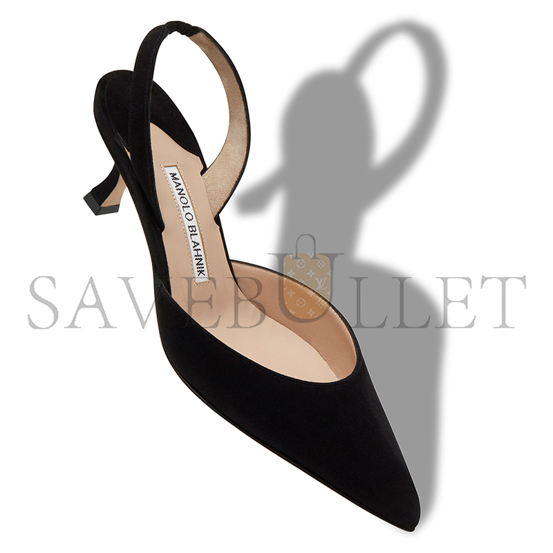 MANOLO BLAHNIK CAROLYNE BLACK SUEDE SLINGBACK PUMPS 9XX-0401-0016