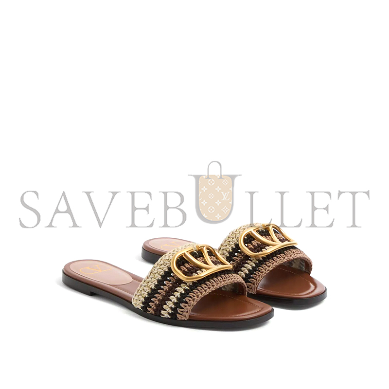 VALENTINO VLOGO SIGNATURE SLIDE SANDAL WITH CROCHET EMBROIDERY 6W2S0BD5AGX_QRX