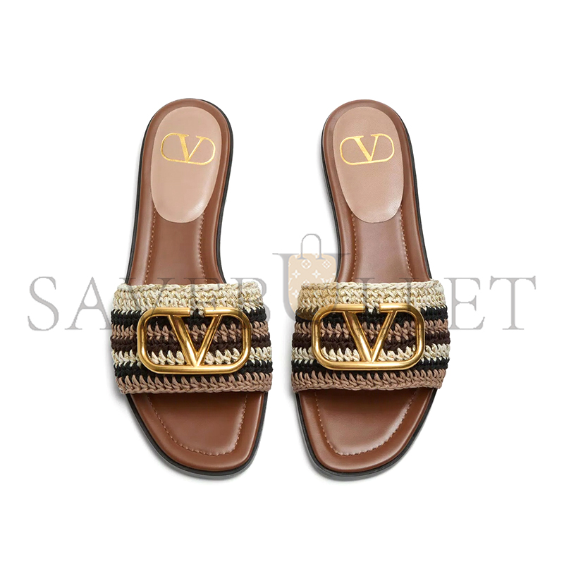 VALENTINO VLOGO SIGNATURE SLIDE SANDAL WITH CROCHET EMBROIDERY 6W2S0BD5AGX_QRX