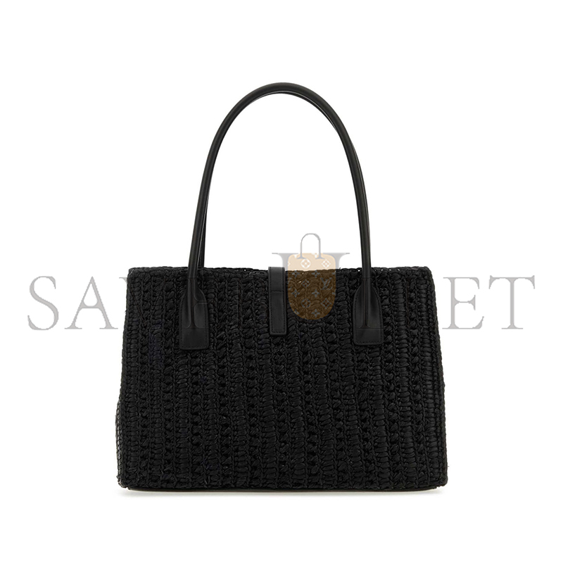 Y*L raffia panier rectangle tote black 741199gaado (29*21*9cm)