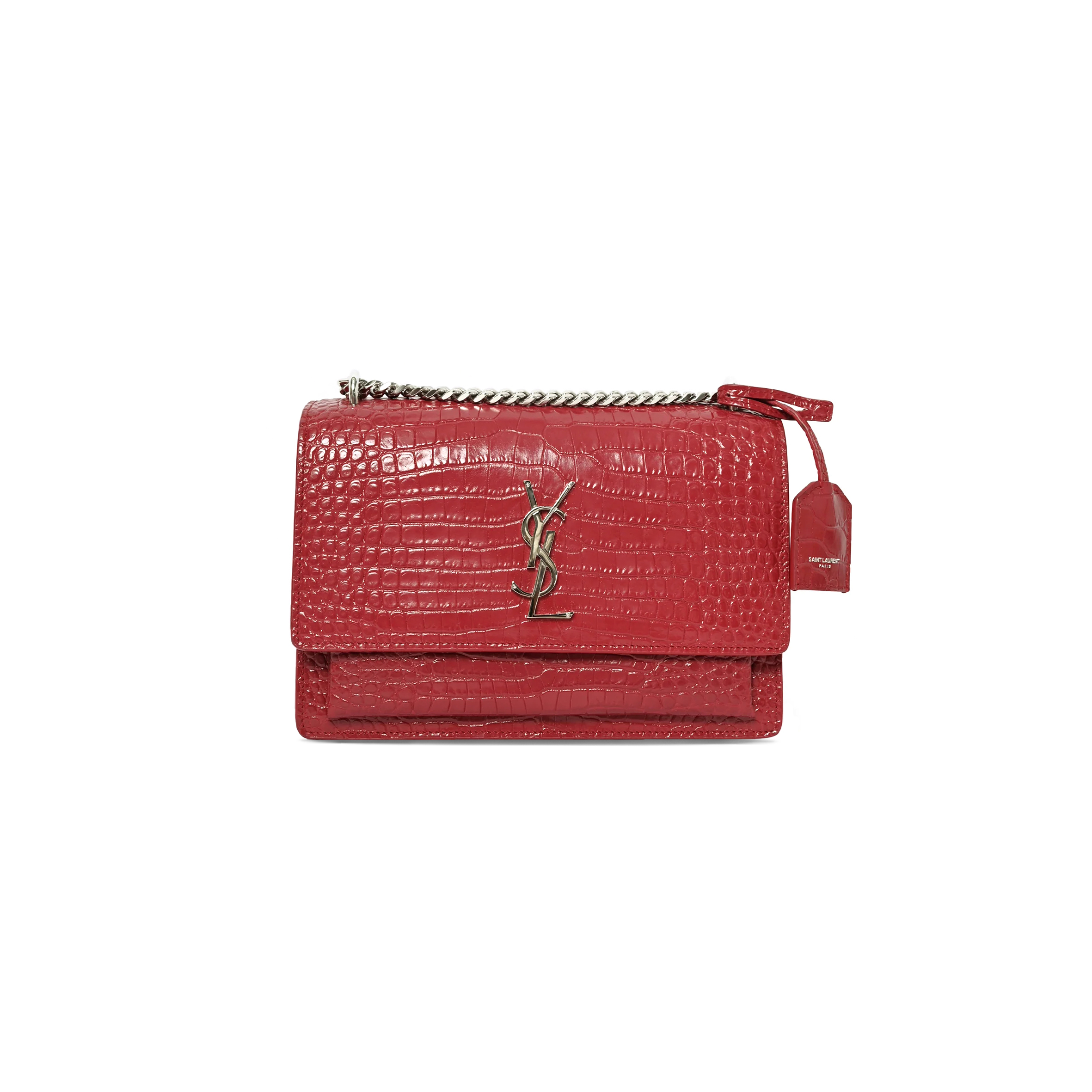 Y*L sunset medium chain bag in crocodile-embossed shiny leather 442906dnd0n6805 (22*16*6.5cm)