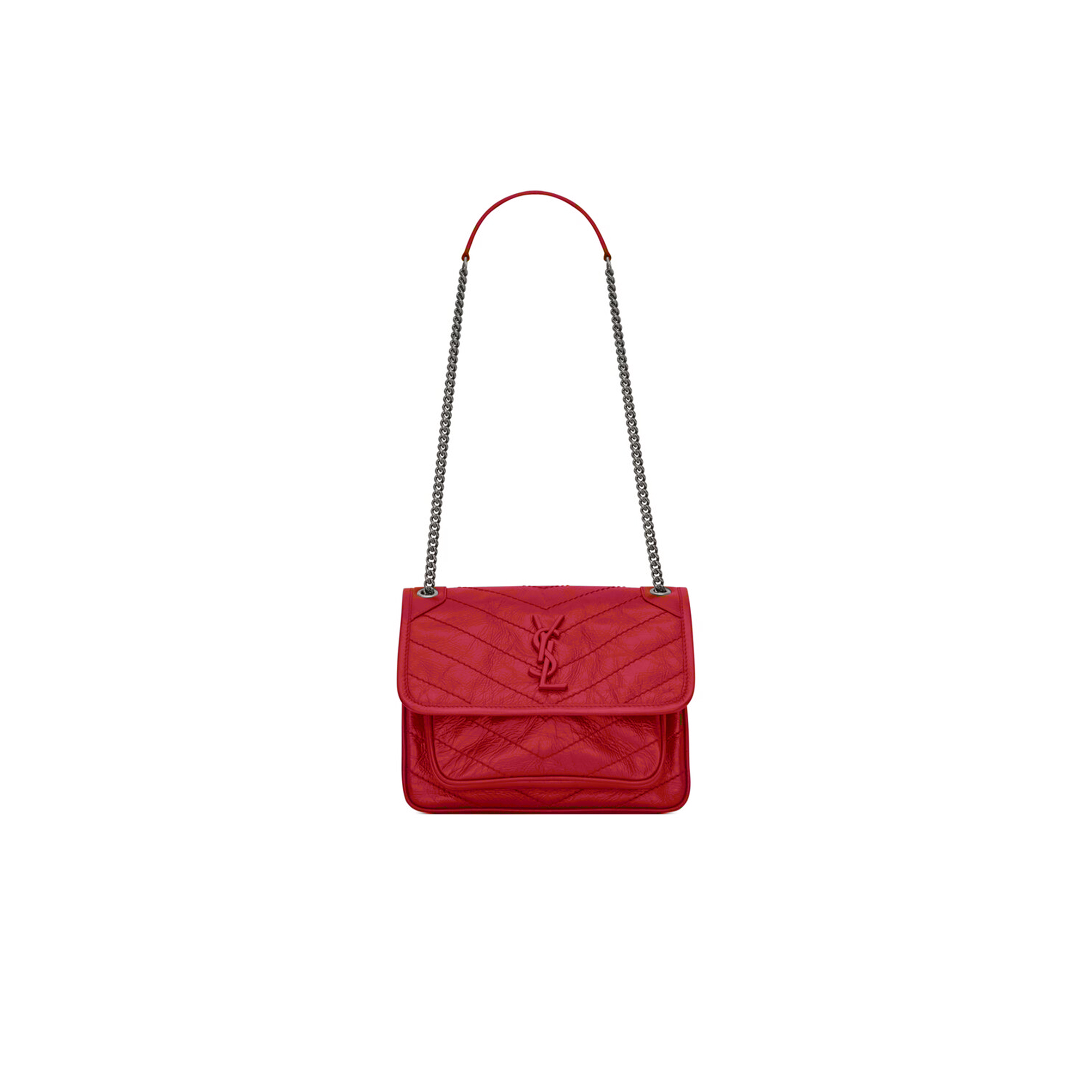 Y*L niki baby chain bag in crinkled vintage leather 5330370en046805 (21*16*7.5cm)