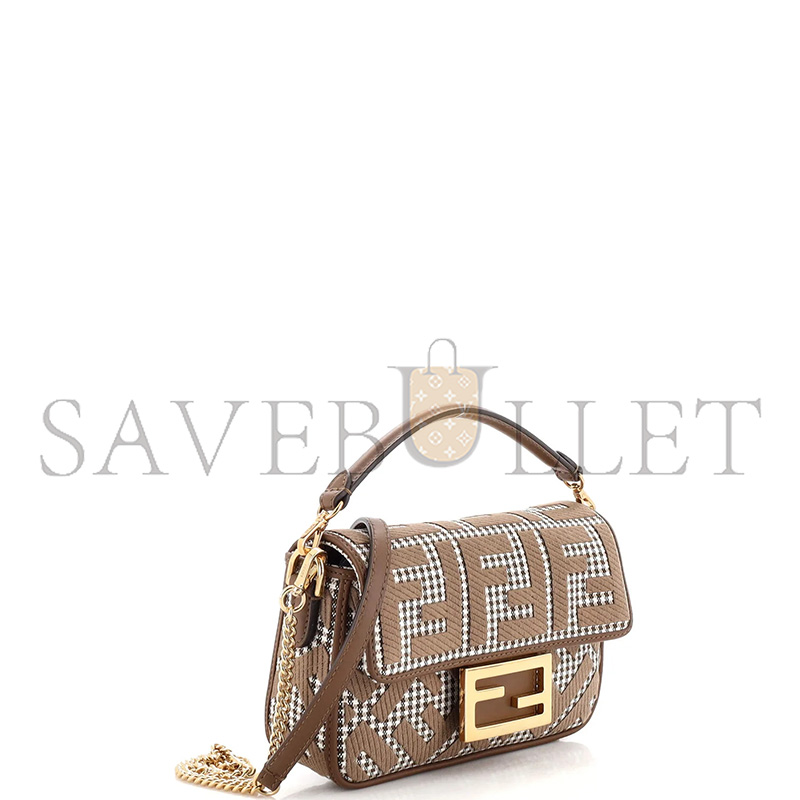 F**di baguette bag zucca houndstooth wool mini (19*11*5cm)