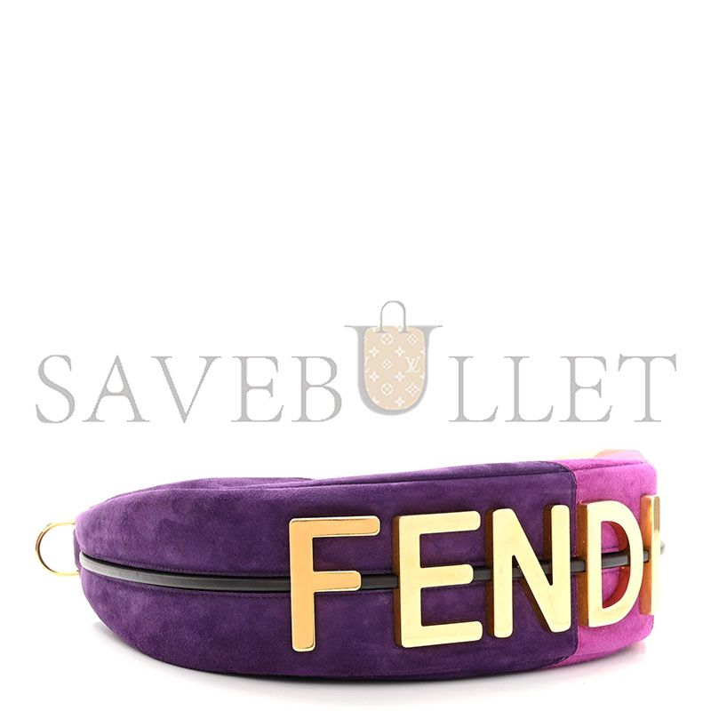 F**di vitello seta goatskin suede rainbow inlay small F**digraphy hobo bag multicolor azzurro baby (29*24.5*10cm)