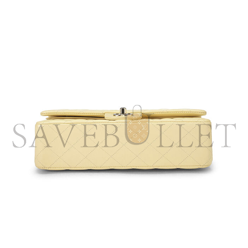 Ch*el yellow calfskin classic double flap medium as0001 (25*15*6cm)