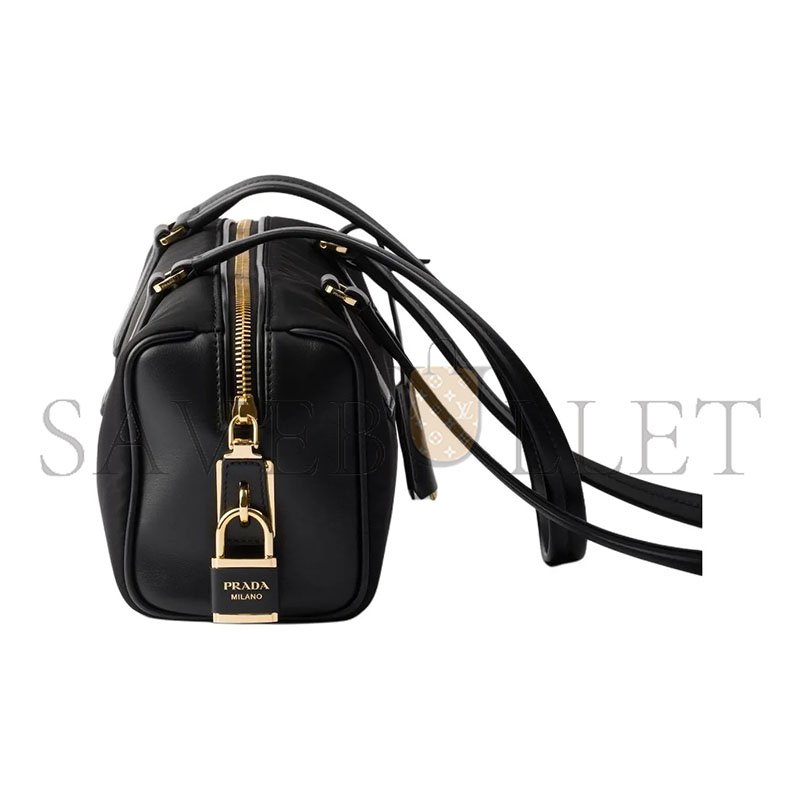 pra*a recycled patchwork leather metal triangle Di*m*nd closure 1bb127 (29*12.5*10)