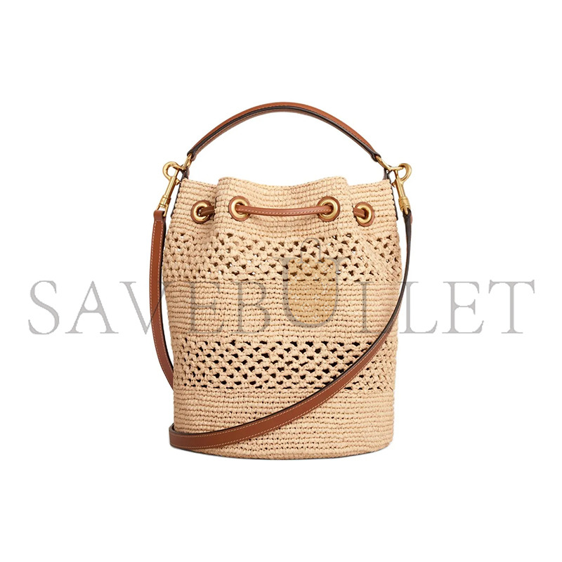 Ce**e bucket bag in clara plant materials and cowhide 117862fx8.04lu (25*23*20cm)