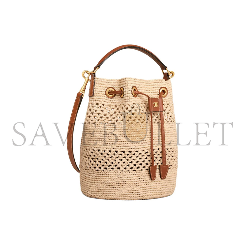 Ce**e bucket bag in clara plant materials and cowhide 117862fx8.04lu (25*23*20cm)